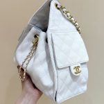 white (3) Chanel 25 Small Bag White - chanel 25 flap dupe detail 3
