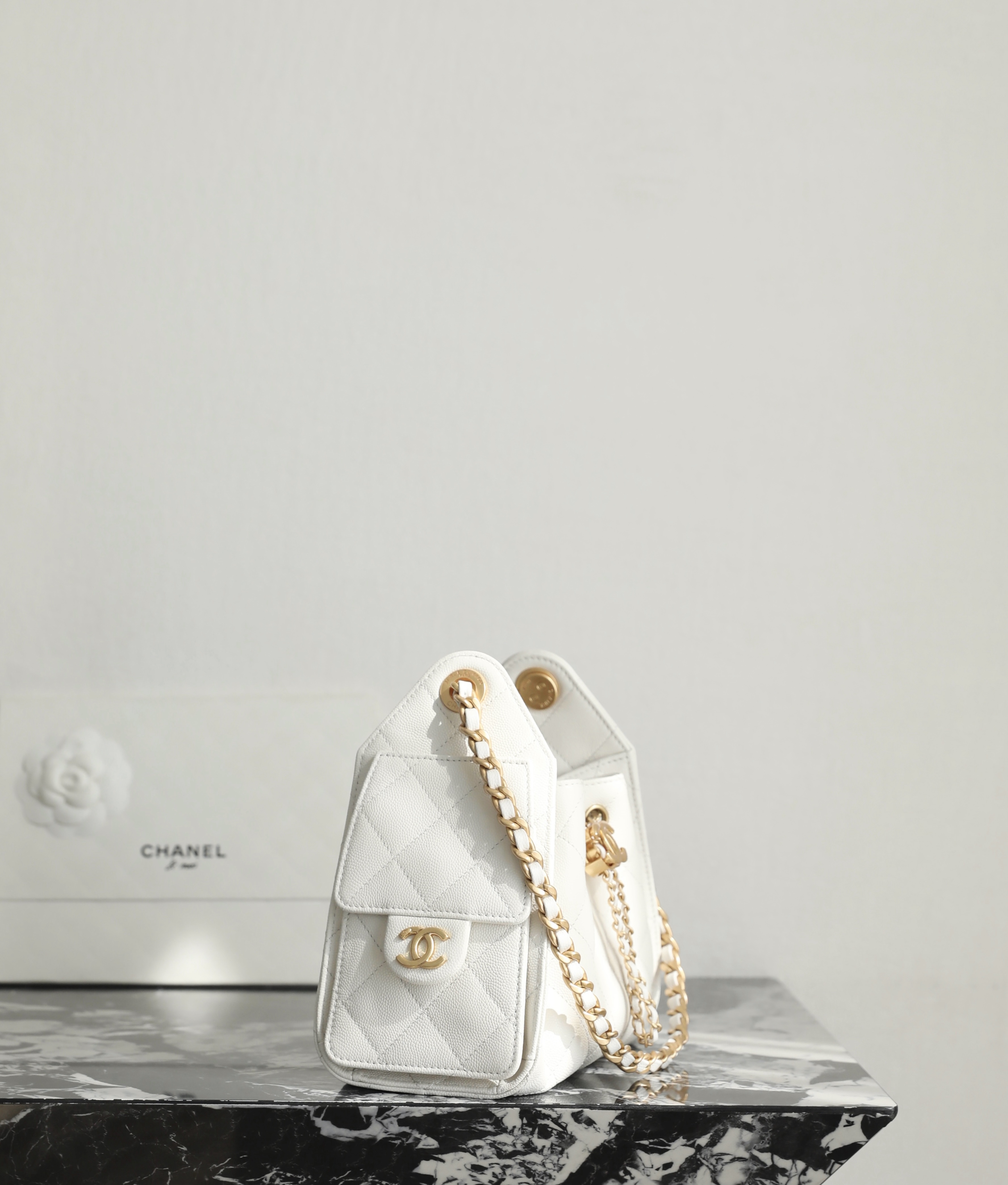 white (4) Chanel 25 Mini Bag White - chanel 25 bag dupe detail 4
