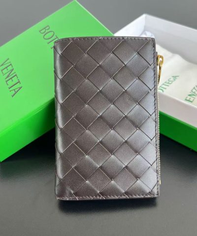 Bottega Veneta Intrecciato Zip Wallet in Fondant - Italian Leather Replica