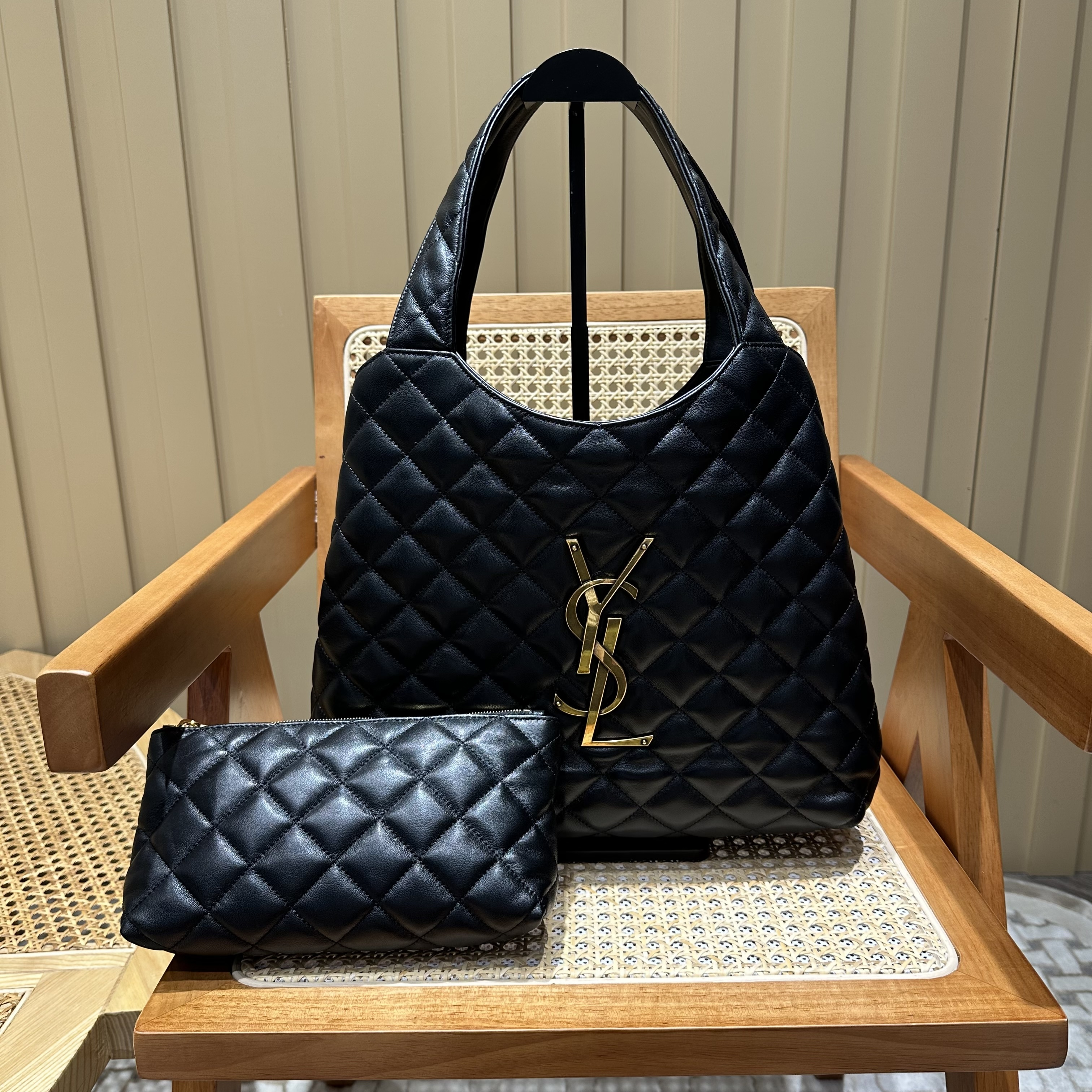 Replica YSL Icare Medium Black 1 Replica YSL Icare Medium Black