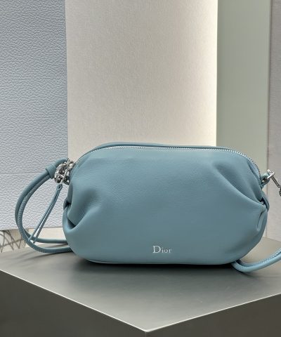 Dior Bow Clutch in satin and leather - clutch front view