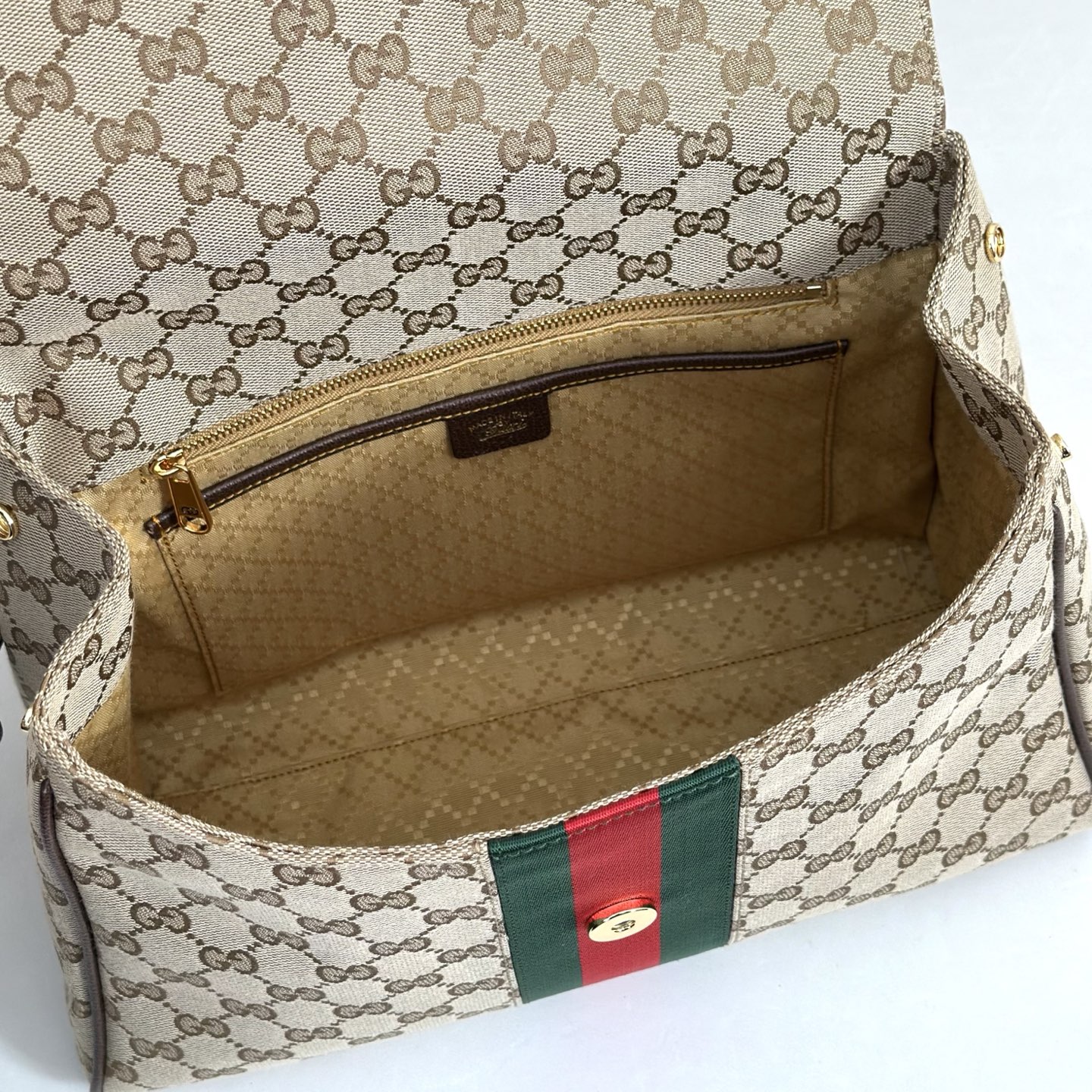 beige-and-brown-8.jpg Gucci Paparazzo Medium Replica - Side View