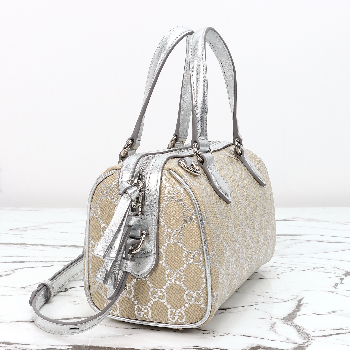 beige-and-silver-3.jpg Gucci Boston Small Replica - Back View