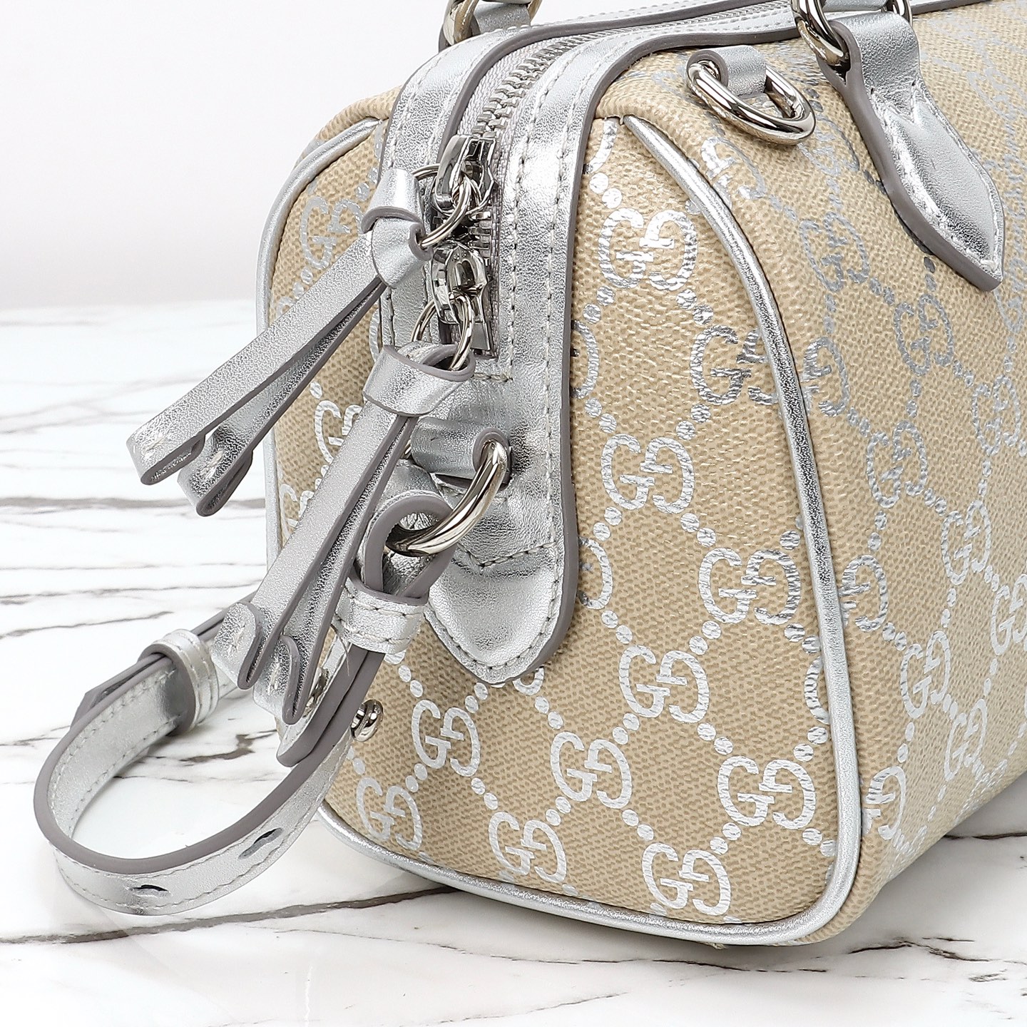 beige-and-silver-9.jpg Gucci Boston Small Replica - Back View