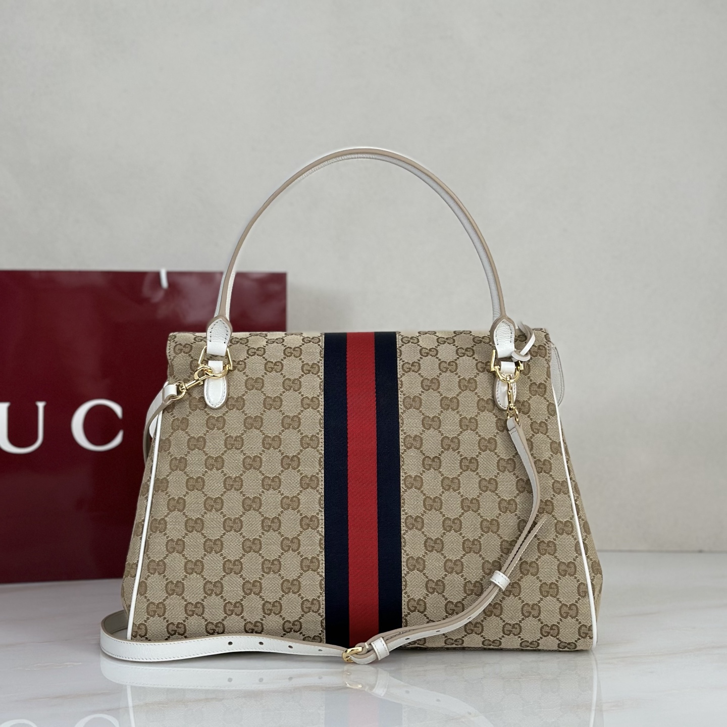 Gucci Paparazzo Large Beige And White 2 Gucci Paparazzo Large Replica Beige And White