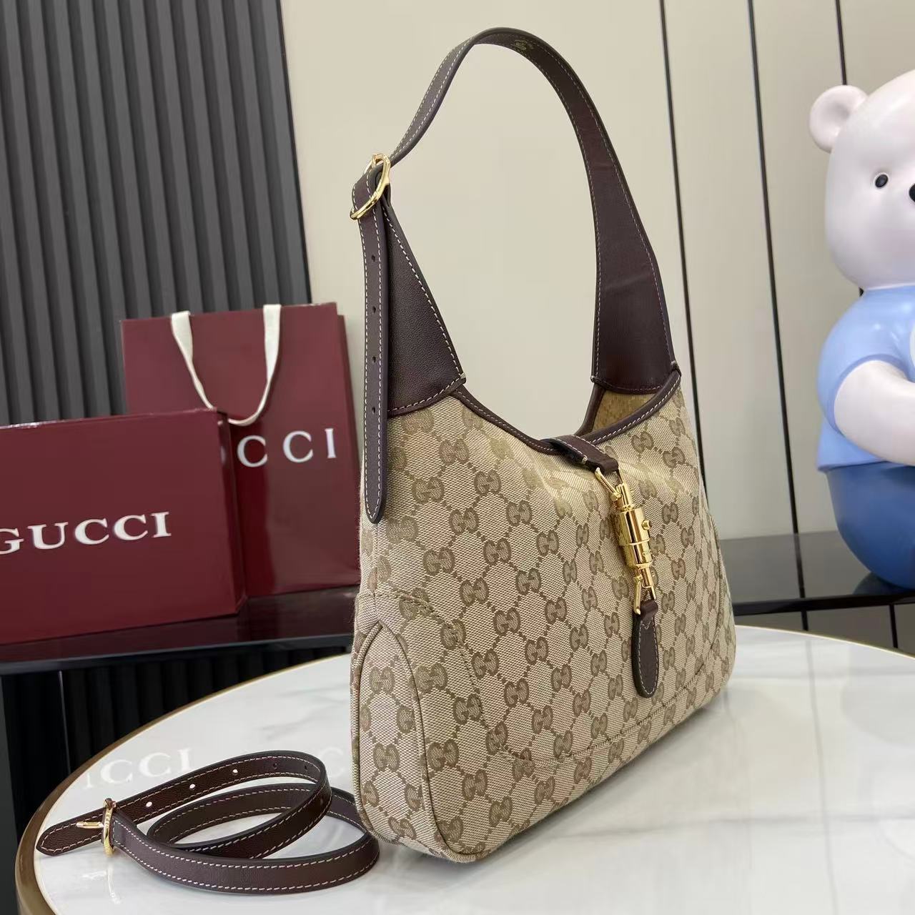 Gucci Jackie 1961 Medium Beige Canvas 10 Gucci Jackie 1961 Medium Replica Beige Canvas