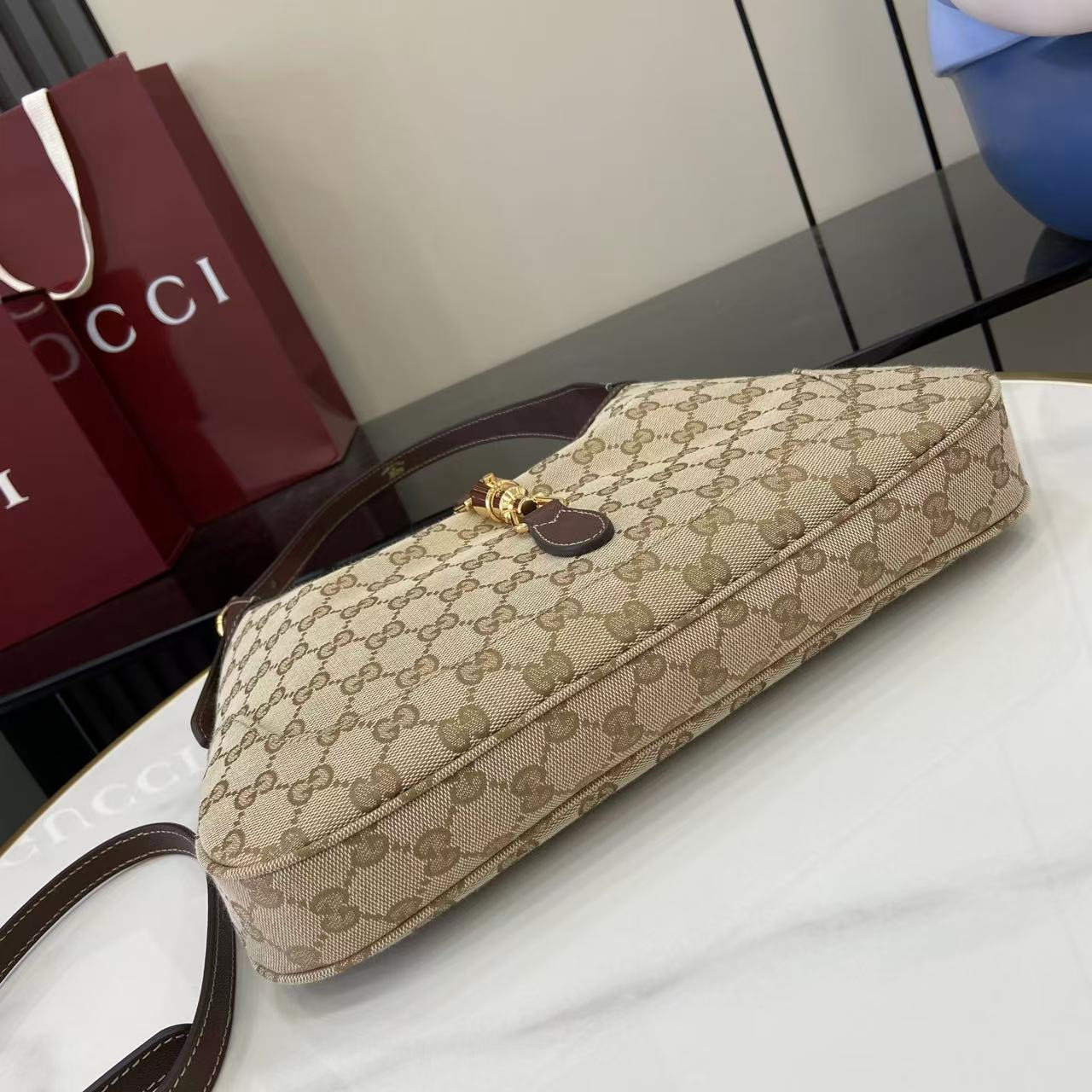 Gucci Jackie 1961 Medium Beige Canvas 11 Gucci Jackie 1961 Medium Replica Beige Canvas