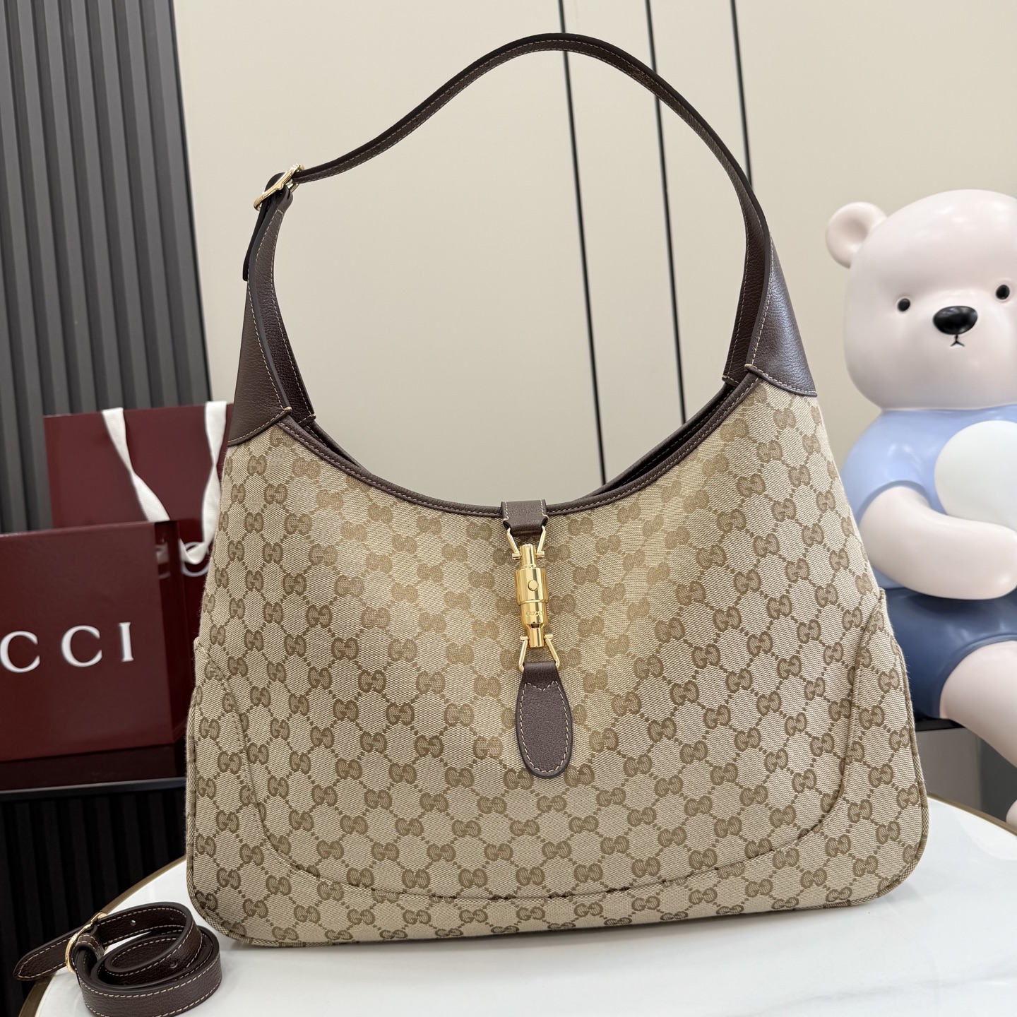 Gucci Jackie 1961 Large Beige Canvas 11 Gucci Jackie 1961 Large Replica Beige Canvas