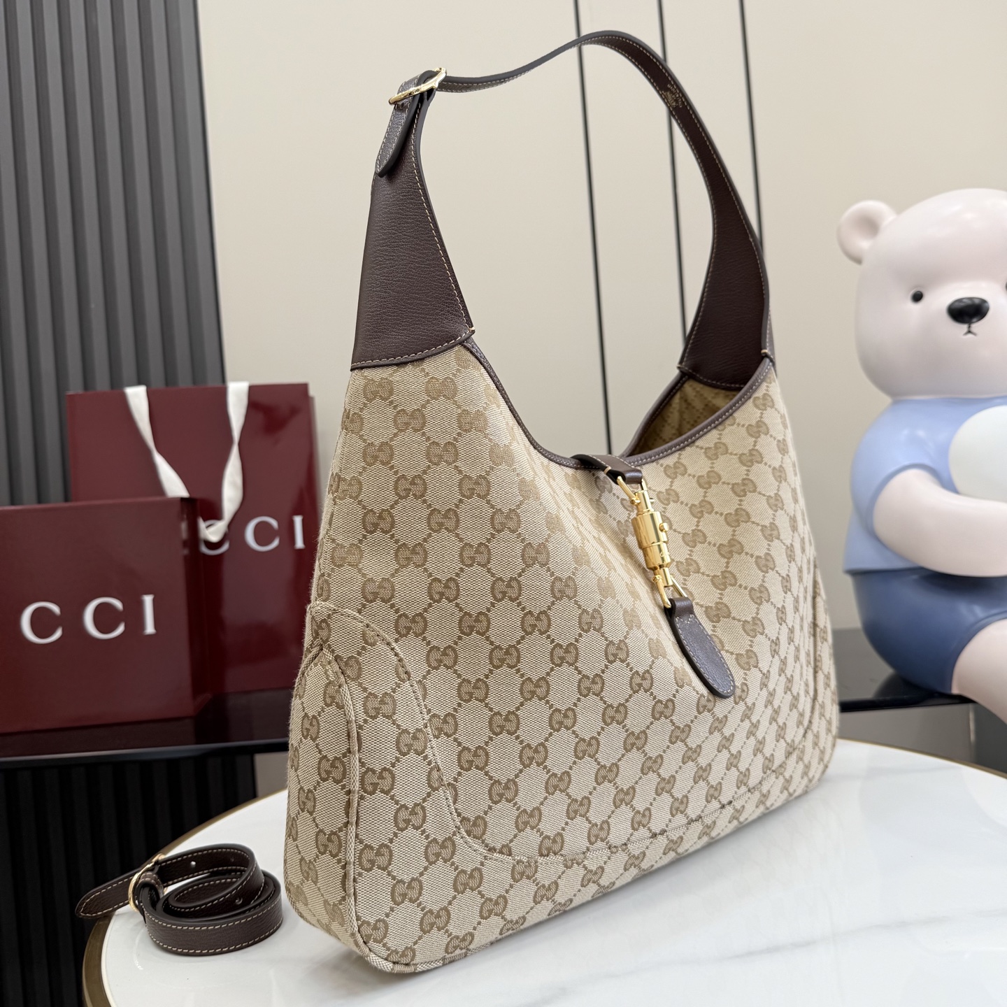 Gucci Jackie 1961 Large Beige Canvas 2 Gucci Jackie 1961 Large Replica Beige Canvas