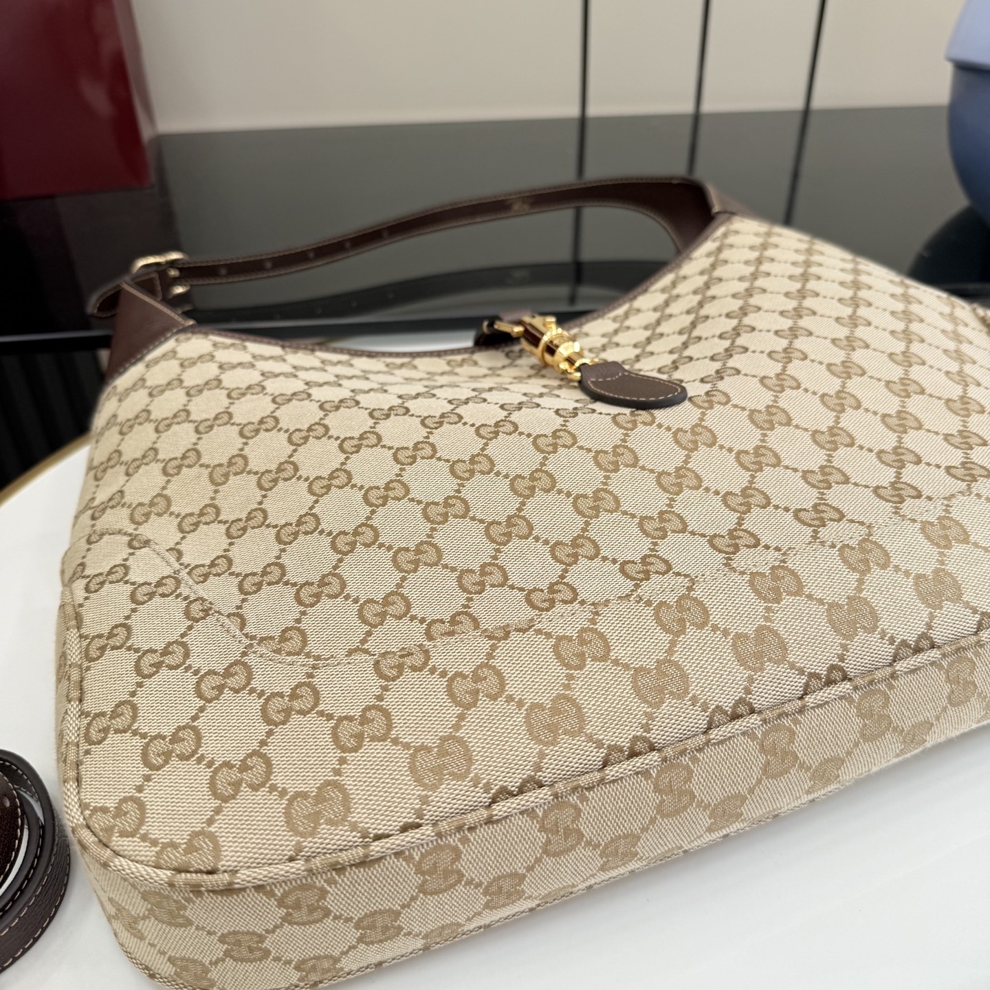 Gucci Jackie 1961 Large Beige Canvas 3 Gucci Jackie 1961 Large Replica Beige Canvas