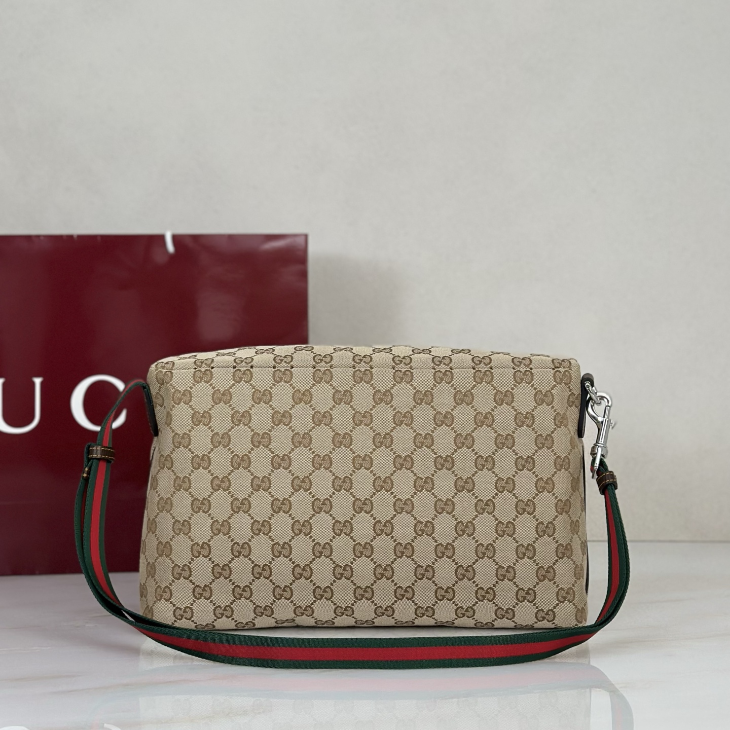 beige-canvas-5.jpg Gucci Tag Medium GG Canvas Crossbody Bag Replica - Hardware Detail