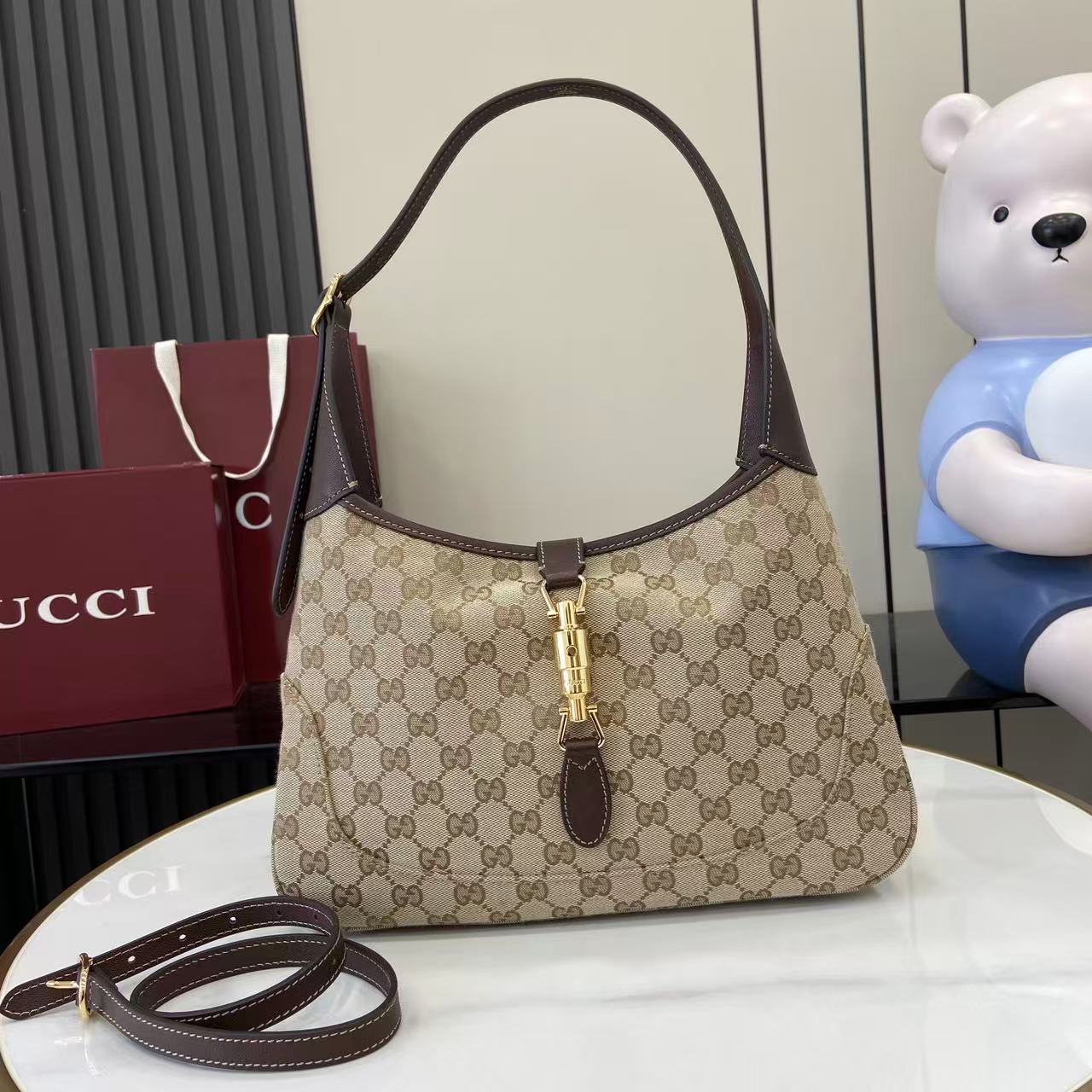 Gucci Jackie 1961 Medium Beige Canvas 8 Gucci Jackie 1961 Medium Replica Beige Canvas