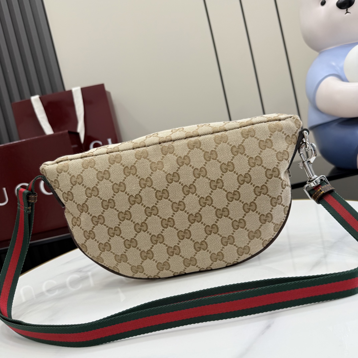beige-canvas-8.jpg Gucci Tag Small Crossbody Bag Replica - Side View