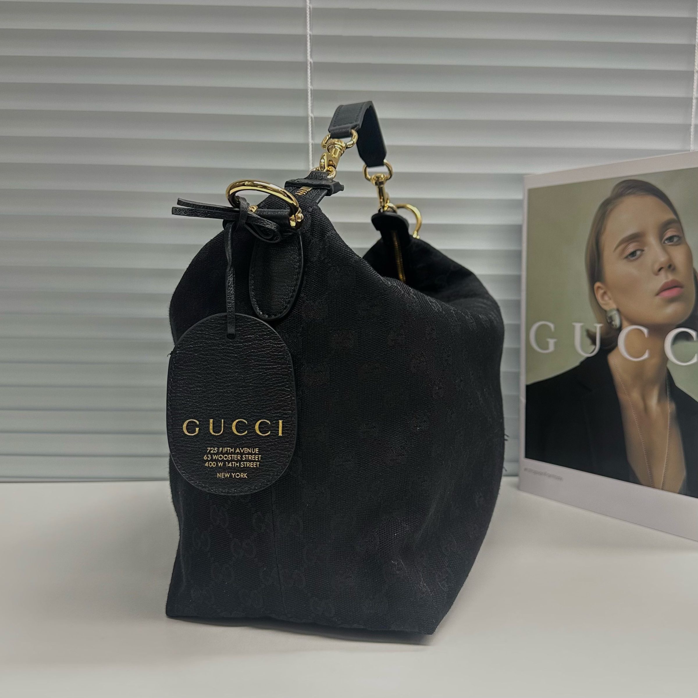 black-canvas-11.jpg Gucci Brera Medium Replica - Hardware Detail