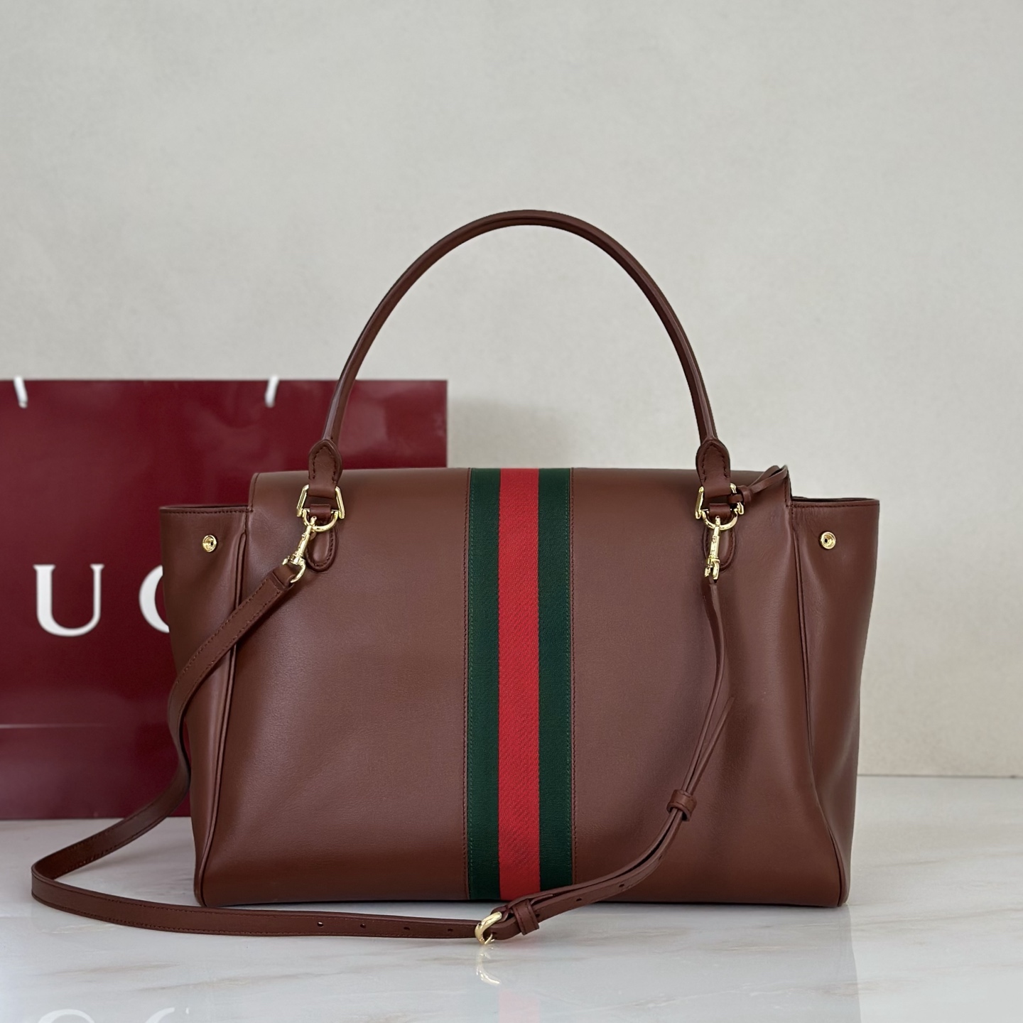 Gucci Paparazzo Large Brown Leather 1 Gucci Paparazzo Large Replica Brown Leather