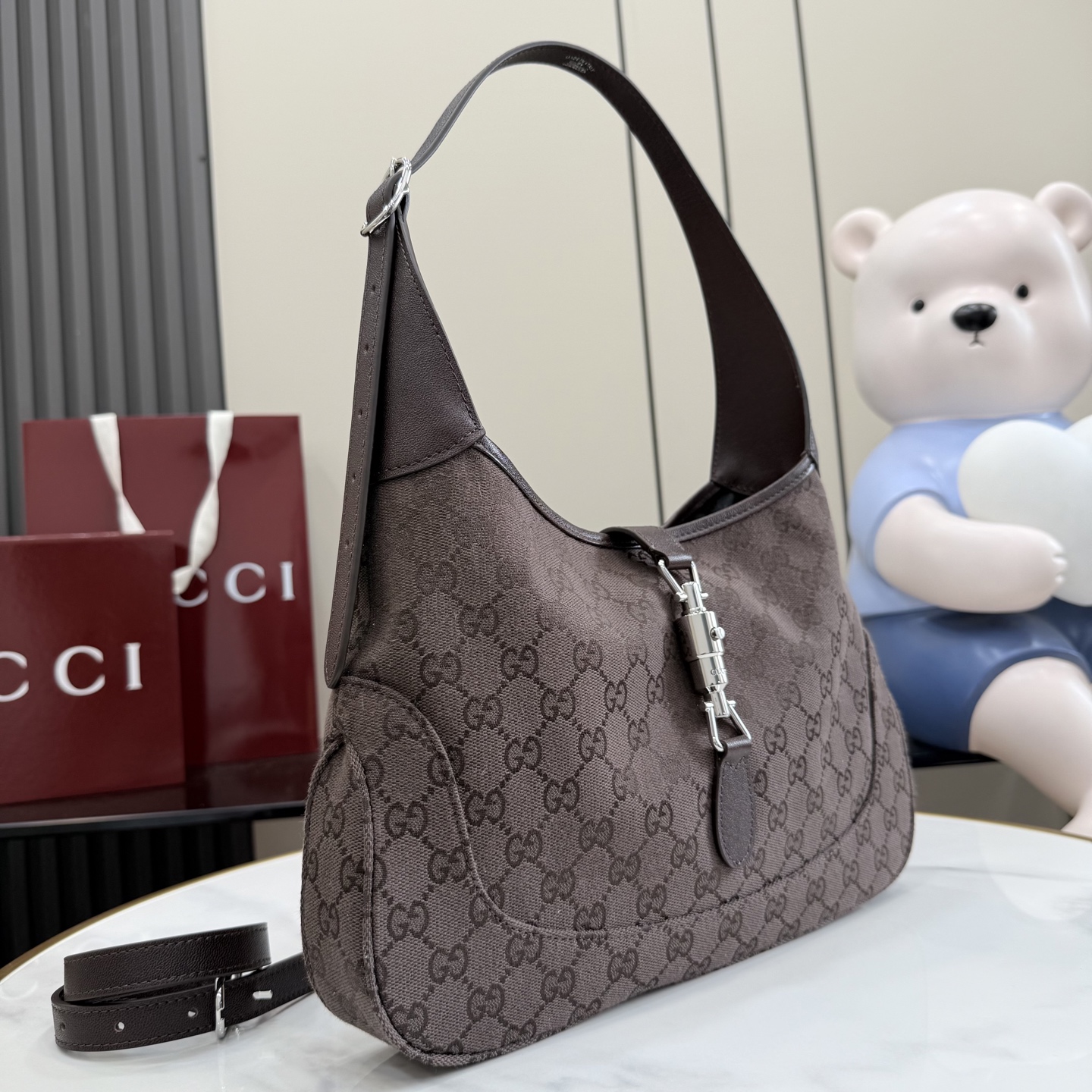 Gucci Jackie 1961 Medium Brown Suede 9 Gucci Jackie 1961 Medium Replica Brown Suede