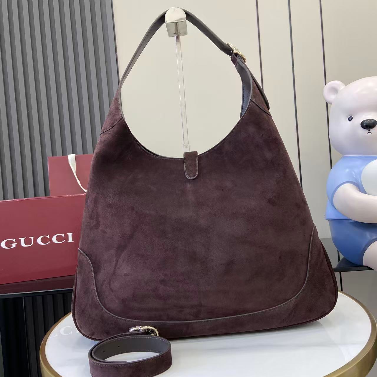 Gucci Jackie 1961 Large Cabernet Suede 2 Gucci Jackie 1961 Large Replica Cabernet Suede