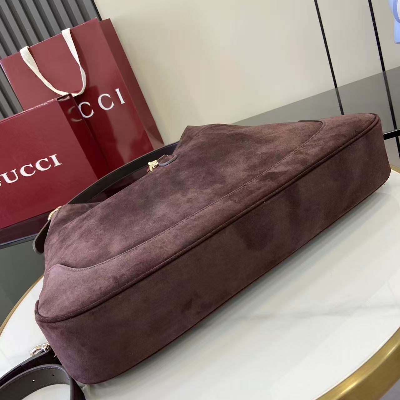 Gucci Jackie 1961 Large Cabernet Suede 4 Gucci Jackie 1961 Large Replica Cabernet Suede