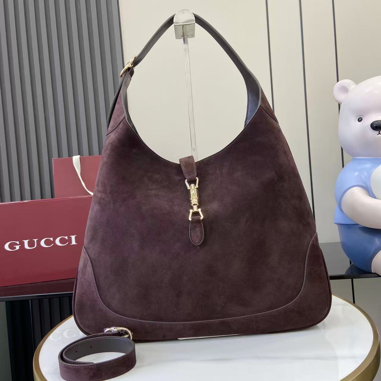 Gucci Jackie 1961 Large Cabernet Suede 6 Gucci Jackie 1961 Large Replica Cabernet Suede