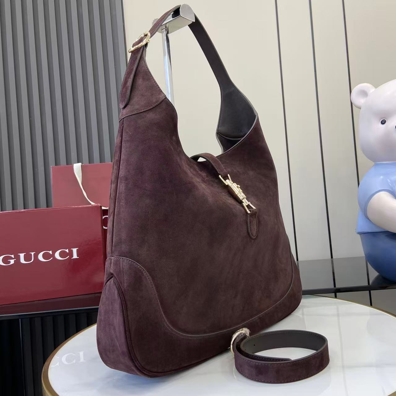 Gucci Jackie 1961 Large Cabernet Suede 8 Gucci Jackie 1961 Large Replica Cabernet Suede