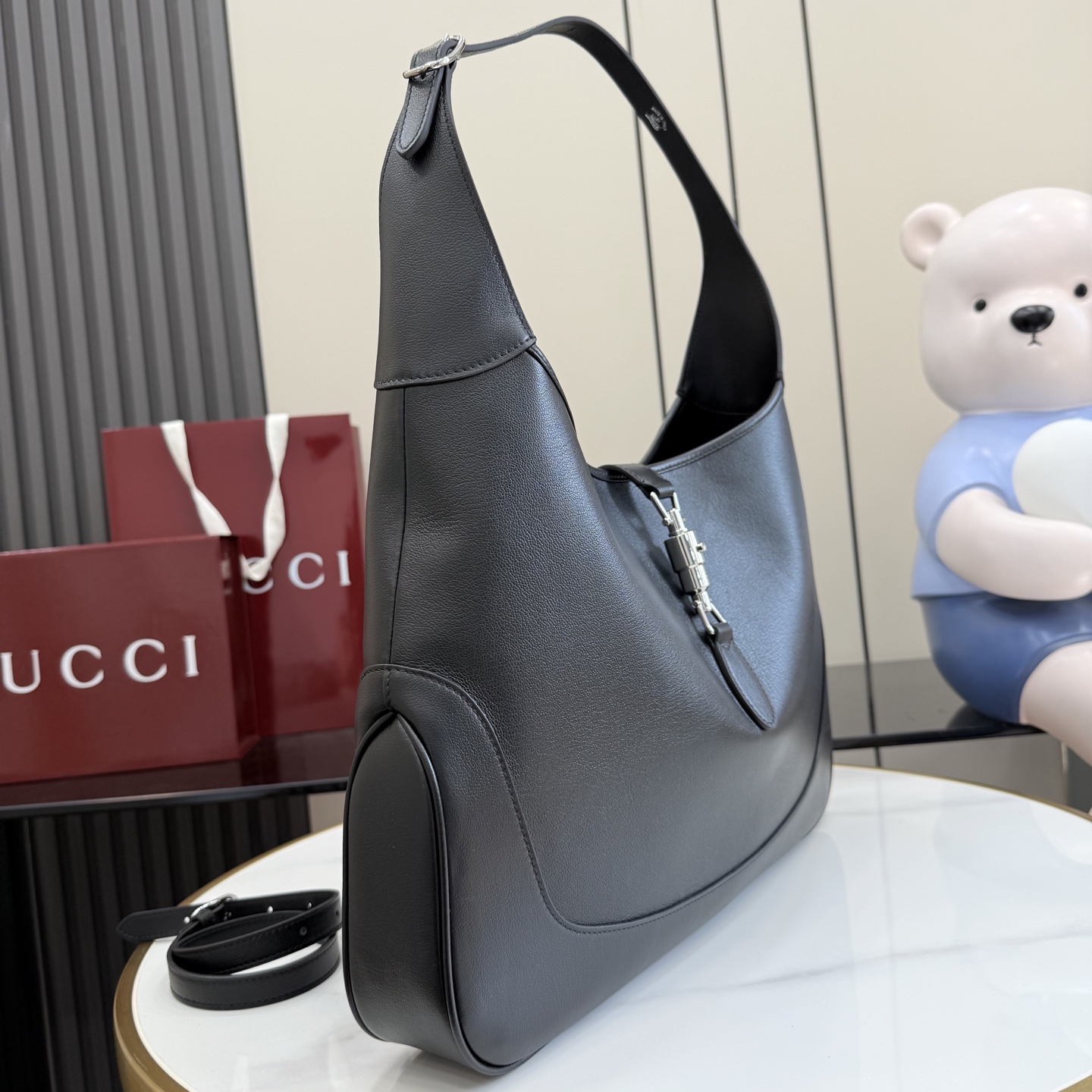 Gucci Jackie 1961 Large Full Black Leather 3 Gucci Jackie 1961 Large Replica Full Black Leather