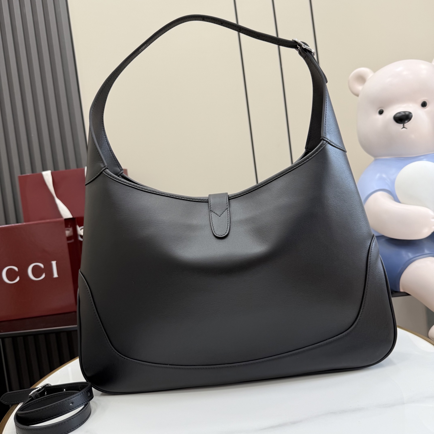 Gucci Jackie 1961 Large Full Black Leather 4 Gucci Jackie 1961 Large Replica Full Black Leather