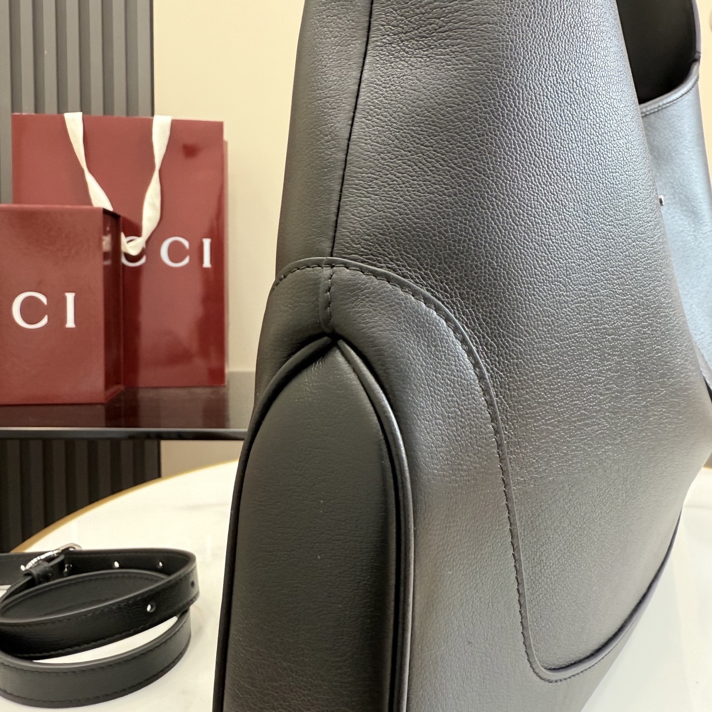 Gucci Jackie 1961 Large Full Black Leather 5 Gucci Jackie 1961 Large Replica Full Black Leather