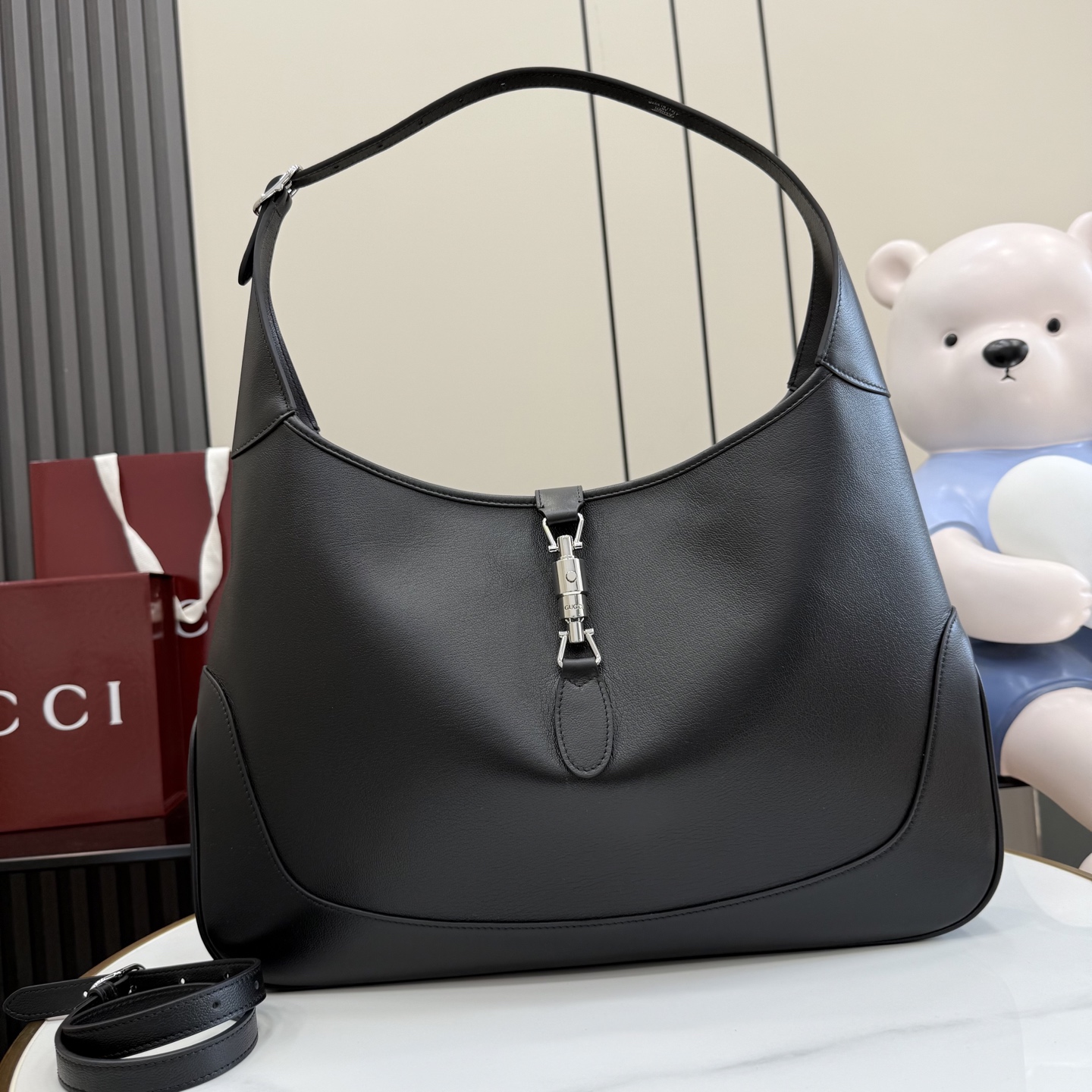 Gucci Jackie 1961 Large Full Black Leather 9 Gucci Jackie 1961 Large Replica Full Black Leather