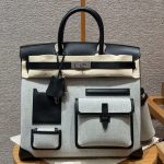 hac40cargo_black-white7 Hermès HAC 40 Cargo replica - Togo leather front